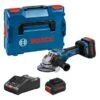 Bosch GWS 18V-15 PSC 18V Li-ion Accu Haakse Slijper Set (2x 8.0Ah) In L-Boxx + CoMo - 125 Mm