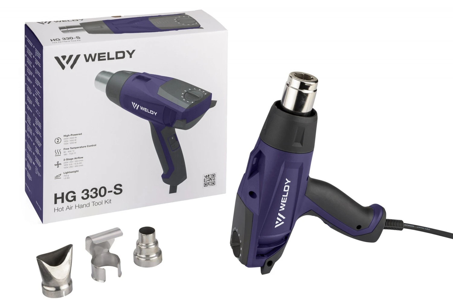Weldy HG 330-S Heteluchtpistool Incl. 3 Mondstukken - 2000W 1 Weldy HG 330-S Heteluchtpistool Incl. 3 Mondstukken - 2000W