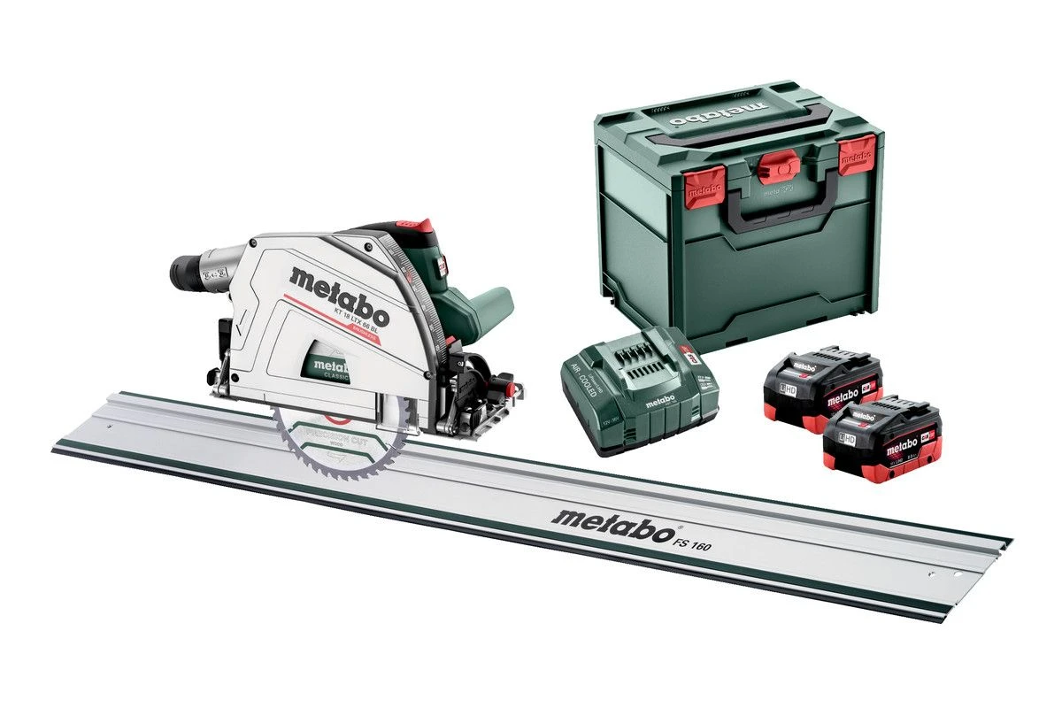 Metabo KT 18 LTX 66 BL 18V Li-ion Accu Invalcirkelzaag Set (2x 8.0Ah Accu) Incl. Geleiderail In MetaBox - 165 X 20mm - Koolborstelloos - 691172810 1 Metabo KT 18 LTX 66 BL 18V Li-ion Accu Invalcirkelzaag Set (2x 8.0Ah Accu) Incl. Geleiderail In MetaBox - 165 X 20mm - Koolborstelloos - 691172810