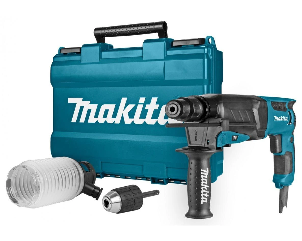 Makita HR2630X2 SDS-plus Combihamer Incl. Snelspanboorkop & Stofafzuigset In Koffer - 800W - 2,4J 1 Makita HR2630X2 SDS-plus Combihamer Incl. Snelspanboorkop & Stofafzuigset In Koffer - 800W - 2,4J