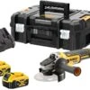 DeWalt DCG405P2 18V Li-Ion Accu Haakse Slijper Set (2x 5.0Ah Accu) In TSTAK - 125mm - Koolborstelloos - DCG405P2-QW