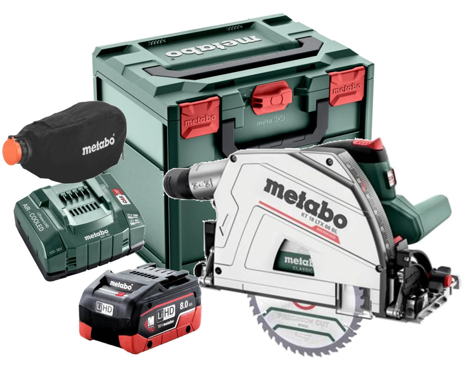 Metabo KT 18 LTX 66 BL 18V Li-ion Accu Invalcirkelzaag Set (2x 8.0Ah Accu) In MetaBox - 165 X 20mm - Koolborstelloos 1 Metabo KT 18 LTX 66 BL 18V Li-ion Accu Invalcirkelzaag Set (2x 8.0Ah Accu) In MetaBox - 165 X 20mm - Koolborstelloos