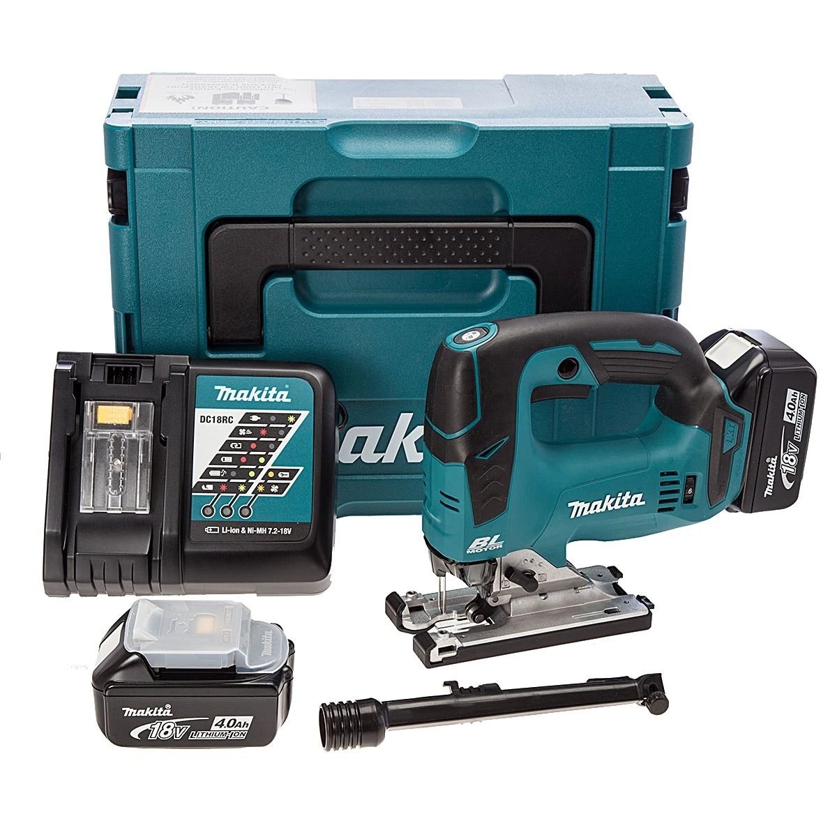 Makita DJV182RMJ 18V Li-Ion Accu Decoupeerzaag Set (2x 4.0Ah Accu) In Mbox - D-greep - Variabel - Koolborstelloos 1 Makita DJV182RMJ 18V Li-Ion Accu Decoupeerzaag Set (2x 4.0Ah Accu) In Mbox - D-greep - Variabel - Koolborstelloos