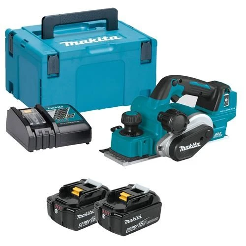 Makita DKP181RTJ 18V Li-Ion Accu Schaafmachine Set (2x 5.0Ah Accu) In Mbox - 82mm - 3mm - Koolborstelloos 1 Makita DKP181RTJ 18V Li-Ion Accu Schaafmachine Set (2x 5.0Ah Accu) In Mbox - 82mm - 3mm - Koolborstelloos