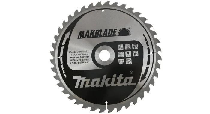 Makita B-08997 Makblade Cirkelzaagblad - 305 X 30 X 40T - Hout / MDF / Laminaat 1 Makita B-08997 Makblade Cirkelzaagblad - 305 X 30 X 40T - Hout / MDF / Laminaat
