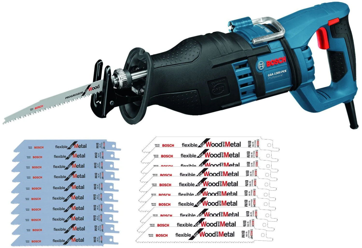 Bosch GSA 1300 PCE Reciprozaag In Koffer Incl. 20 Zaagbladen - 1300W - Snelwissel - 0615990EC6 1 Bosch GSA 1300 PCE Reciprozaag In Koffer Incl. 20 Zaagbladen - 1300W - Snelwissel - 0615990EC6