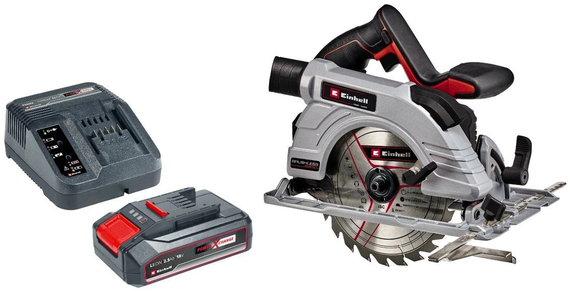 Einhell TE-CS 18/190 Li BL 18V Li-Ion Accu Handcirkelzaag Set - 190mm (met 2.5Ah Accu Starterset) 1 Einhell TE-CS 18/190 Li BL 18V Li-Ion Accu Handcirkelzaag Set - 190mm (met 2.5Ah Accu Starterset)