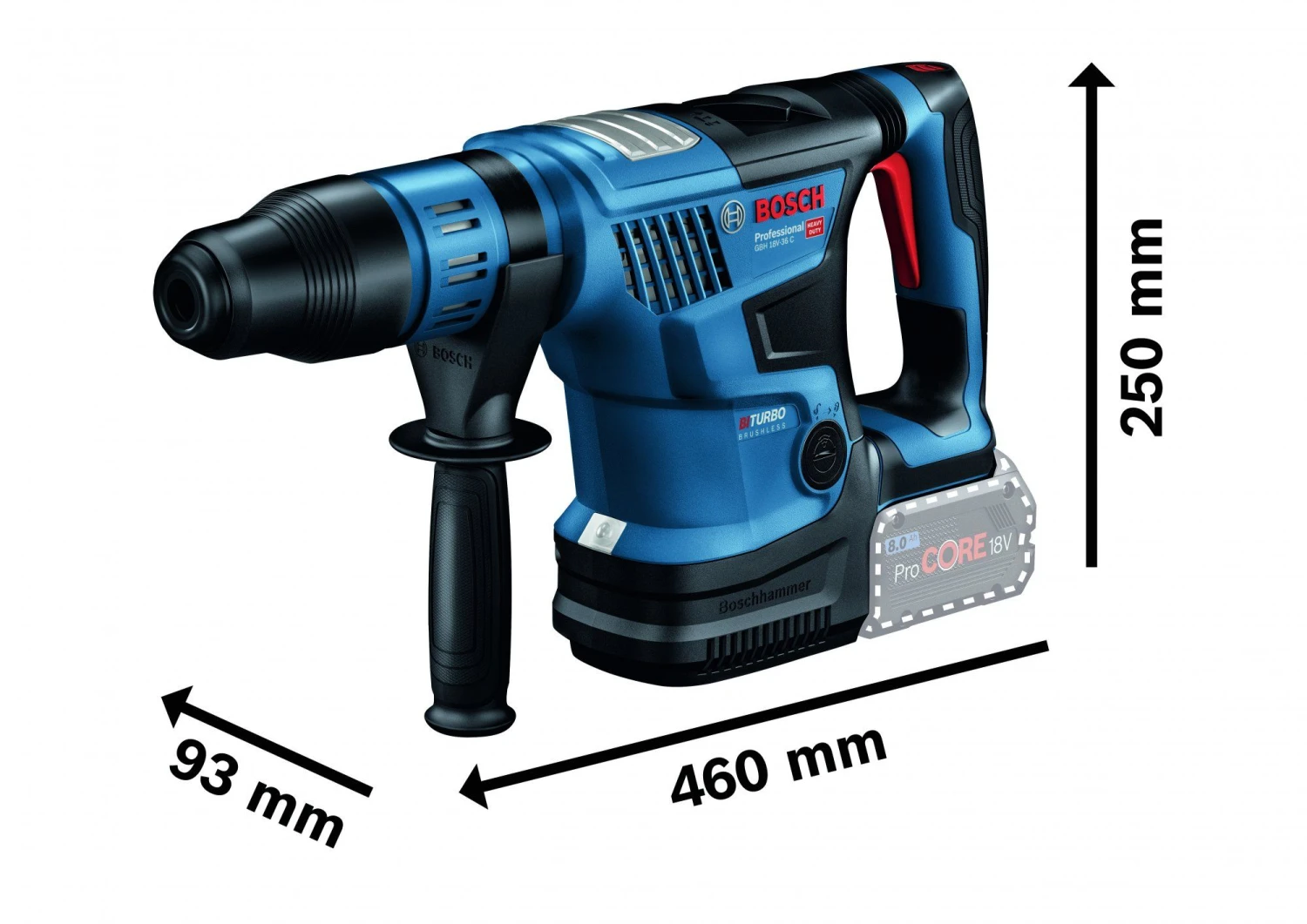 Bosch GBH 18V-36 C 18V Li-Ion Accu BiTurbo SDS-Max Boorhamer Body In Koffer - 7J - Koolborstelloos - 0611915001 2 Bosch GBH 18V-36 C 18V Li-Ion Accu BiTurbo SDS-Max Boorhamer Body In Koffer - 7J - Koolborstelloos - 0611915001 - Afbeelding 2